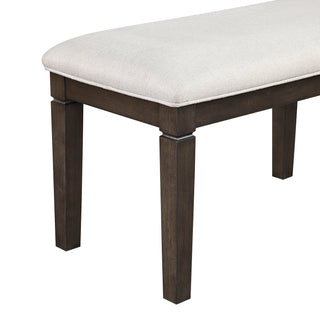 Sunvega Classic Style Dark Espresso Finish Upholstered Wooden Dining Bench