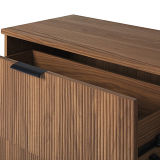 Sunvega Mid-Century Mocha 3-Drawer Chest with Reeded Wood Fronts
