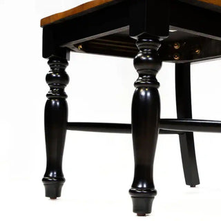 Sunvega Transitional Style 2pc Side Chair with Turned Leg Design in Black and Antique Oak Finish