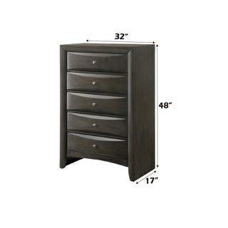 Sunvega Ireland Gray Oak Finish 5-Drawer Chest with English Dovetail Joinery