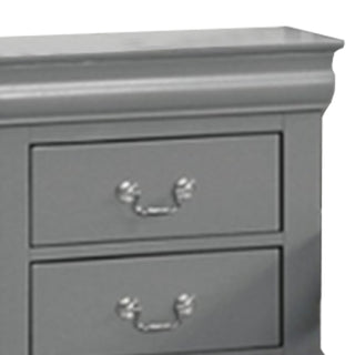 Sunvega Light Gray Solid Wood Nightstand with Two Drawers and Nickel Handles