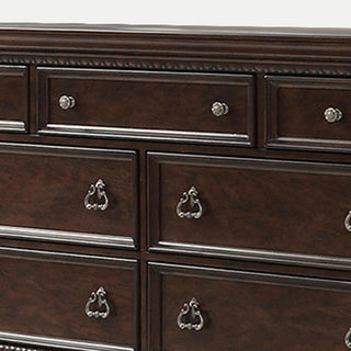 Sunvega Mahogany Finish 7 Drawer Dresser with Custom Hardware and Ash Veneers