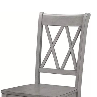 Sunvega Set of Two Gray Solid Wood X Backrest Dining Side Chairs