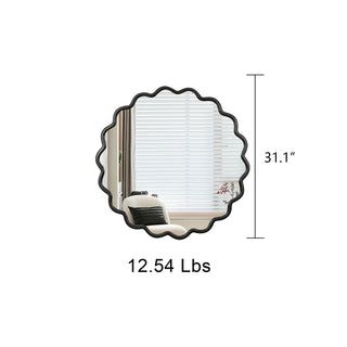 Sunvega Farmhouse Art Deco Wavy Wood Mirror Frame Wall Decor for Bathroom