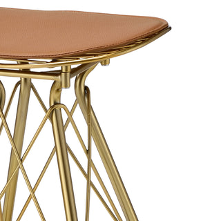 Sunvega Contemporary PU Leather and Gold Finish Metal Bar Stool Set of 2