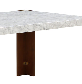 Sunvega Contemporary Dining Table with Engineered Stone Top and Walnut Finish