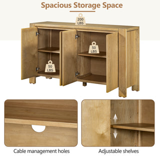 Sunvega Retro Wood Sideboard Buffet Cabinet with Distressed Finish and Adjustable Shelves
