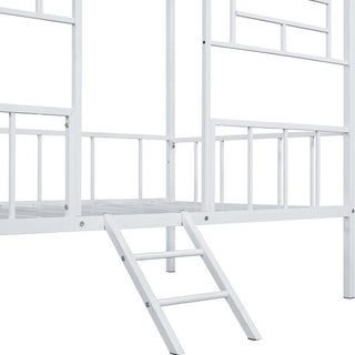 Sunvega Twin Bunk Bed With Full Metal Construction Angled Ladder And Gable Roof Frame