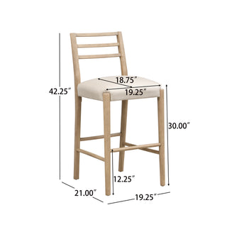 Sunvega Farmhouse Style Ladder Back Bar Stool Set of 2 with Upholstered Seating