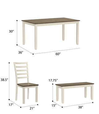 Sunvega Farmhouse Dining Table Set with Dogwood Bark and Blossom Colors