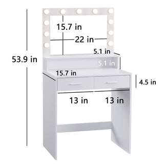 Sunvega Hollywood-Style Vanity Desk with Mirror and Lights 3 Lighting Modes Large Drawer