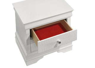 Sunvega Blaze Modern White Wood Nightstand with Two Drawers and Textured Finish