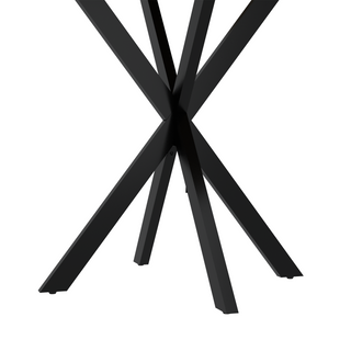 Sunvega 31.5 Inch Round Dining Table with Black Metal Legs and Adjustable Foot Pads