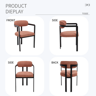 Sunvega Modern Mid-Century Upholstered Boucle Dining Chairs Set of 2 with Black Metal Legs