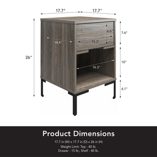 Sunvega Rolland Nightstand with Spacious Drawer and Open Storage Space