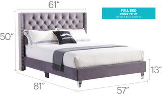 Sunvega Gray Full Upholstered Bed with Durable Construction and Cozy Headboard