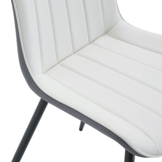 Sunvega PU Dining Chair Set with Smooth Line Design and Dark Gray White Splicing Colors