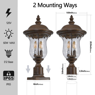 Sunvega Retro Elegant Outdoor Lamp Post Light with Clear Glass Shade for Yard