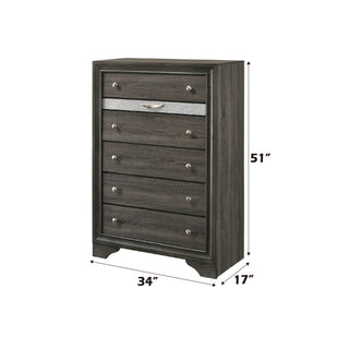 Sunvega Naima Gray Finish Chest with Jewelry Organizer and Five Drawers
