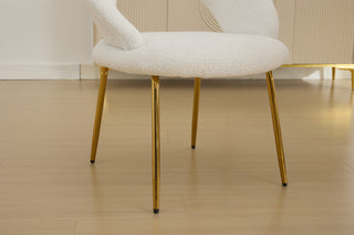 Sunvega Velvet Fabric Dining Chair with Curved Backrest and Golden Metal Legs for Kitchen