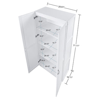 Sunvega Modern Free Standing Wardrobe Closet with 4 Large Adjustable Shelves