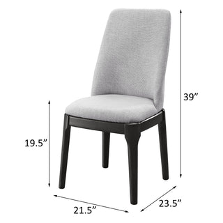 Sunvega Light Grey Linen Upholstered Side Chairs with Wood Tapered Legs Set of 2