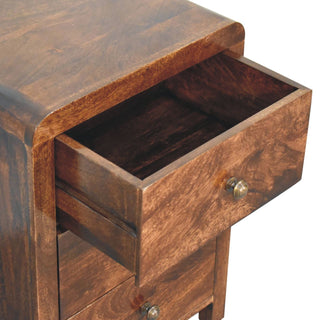 Sunvega Solid Wood California Walnut Naya Bedside with 3 Spacious Drawers and Brass Knobs