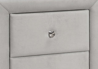 Sunvega Upholstered Grey Velvet Nightstand with Storage Drawer for Bedroom