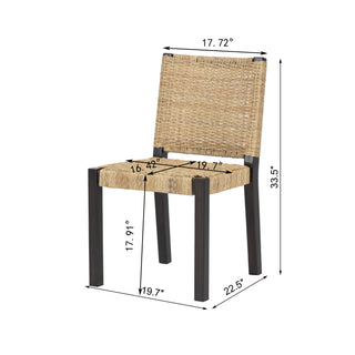Sunvega Farmhouse Modern Solid Wood Rattan Bench for Covered Outdoor and Indoor Spaces