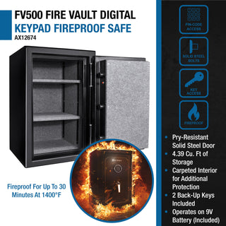Sunvega Fireproof Safe Vault with Electronic Keypad Lock and Backup Key