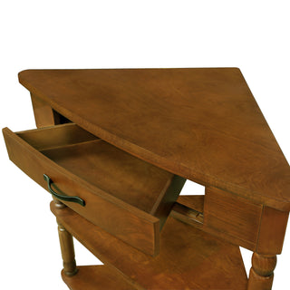 Sunvega Multifunctional 3 Tier Corner Table with Solid Wood Legs for Small Spaces