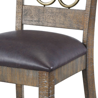 Sunvega Weathered Cherry and Black Open Back Side Chairs with Faux Leather Seat