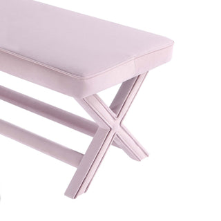 Sunvega Mid-Century Modern Velvet Upholstered Accent Bench with X-Crossed Legs