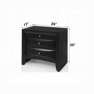 Sunvega Modern Black Nightstand with Two Storage Drawers and Pull Out Tray