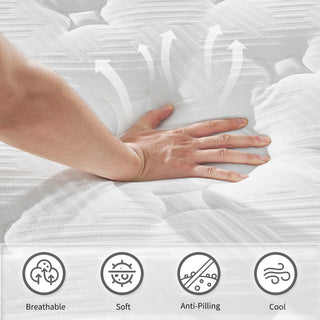 Sunvega 12 Inch Twin XL Memory Foam Hybrid Mattress with Cool Breathable Cover and Edge Support