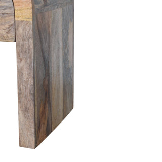 Sunvega Mini Darcy Oak-ish Nightstand with Curved Edges and Brass Knob