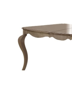 Sunvega Antique Taupe Finish Wooden Dining Table with Scrolled Apron