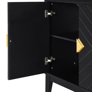 Sunvega 4-Door Sideboard Storage Cabinet with Gold Handles and Adjustable Shelf