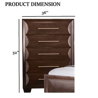 Sunvega Transitional Espresso Solid Wood Chest with Felt-Lined Drawers