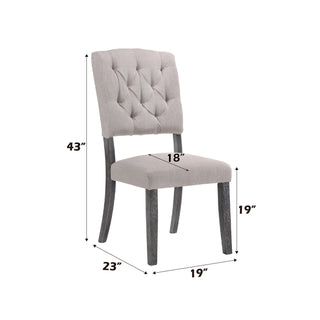 Sunvega Bernard Beige Linen and Weathered Gray Oak Finish High-Back Side Chair Set of 2