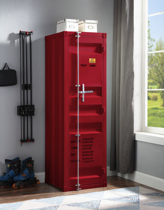 Sunvega Red 1-Door Wardrobe with Container Lock and Metal Shelf