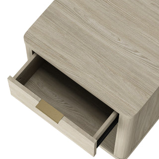 Sunvega Modern Charcoal Gray Nightstand with Drawer and Open Shelf for Bedroom