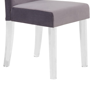 Sunvega Modern Glam Quinara Acrylic Dining Chair Set of 2 with Plush Gray Velvet