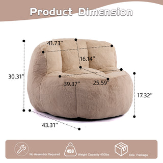Sunvega Oversized Multicolor Faux Fur Bean Bag Chair with Shredded Sponge Filling