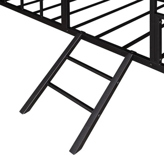 Sunvega Contemporary House Design Black Twin Bunk Bed With Full Metal Construction And Angled Ladder