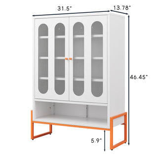 Sunvega Elevated Shoe Cabinet with Adjustable Shelves and Butterfly Doors