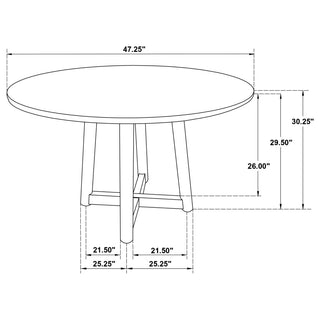 Sunvega Asian Hardwood Dining Table with Walnut Finish and Round Convex Top