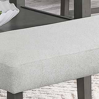 Sunvega Light Gray Fabric Upholstered Counter Height Bench with Wooden Footrest