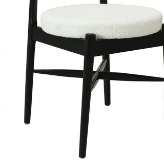 Sunvega Mid Century Modern Dining Chairs with Upholstered Boucle Seat and Rubber Wood Frame
