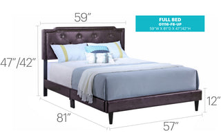 Sunvega Full Bed with Chic Tufted Headboard and Vibrant Blue Hue in One Box